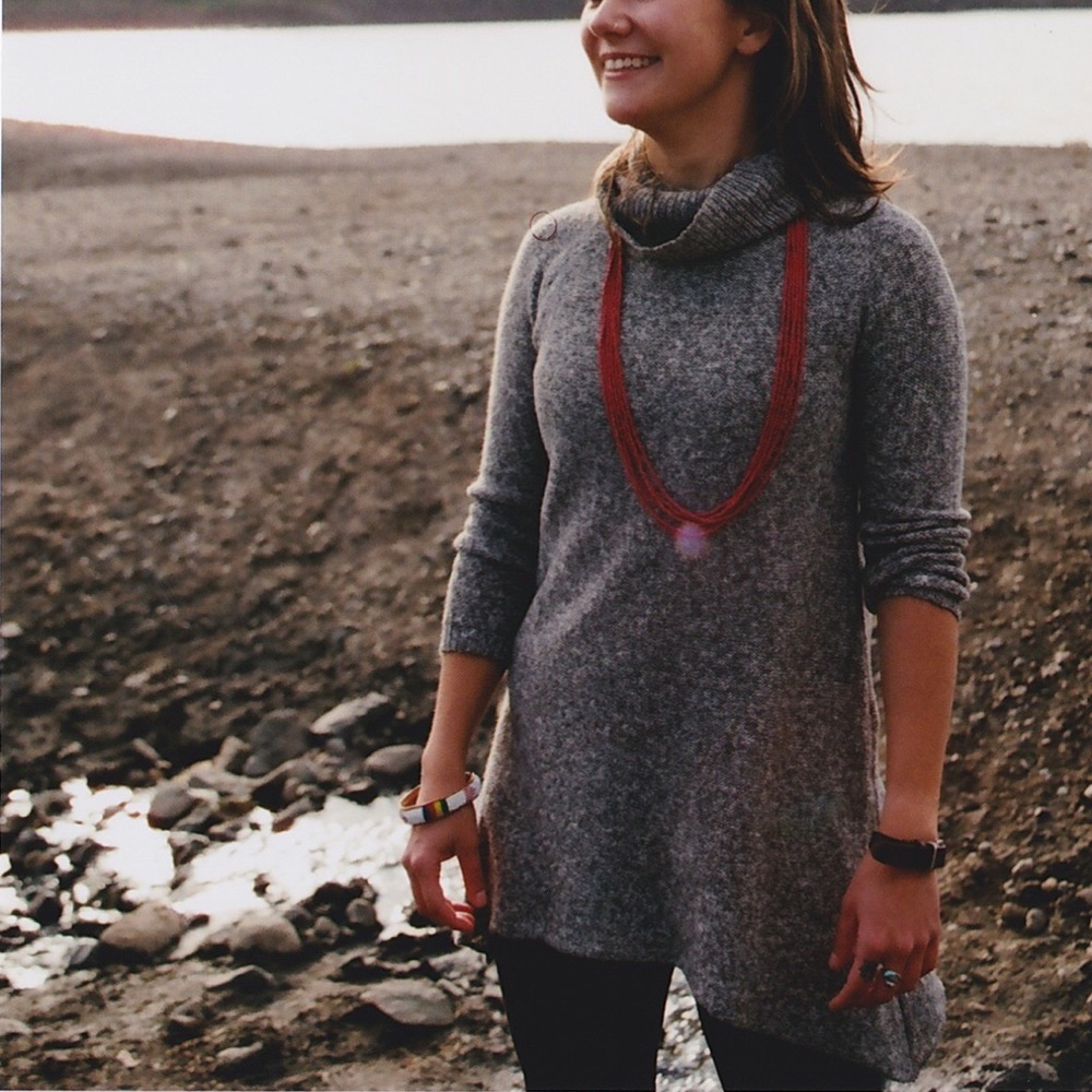 Grey, knit, sweater dress